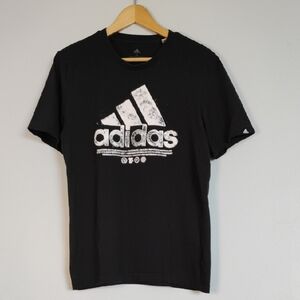 Adidas Black Short Sleeve Tee with Bold Logo Size S